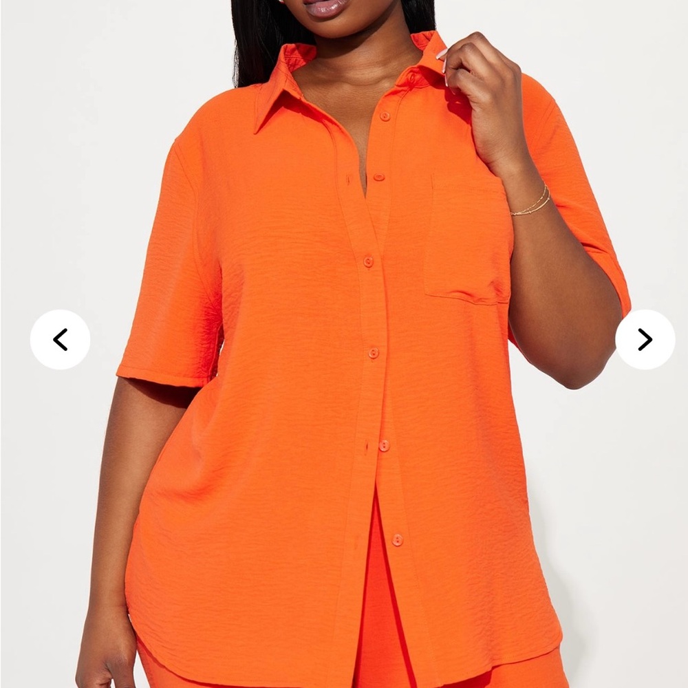 Women's Orange Button-Up Top